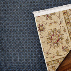 Krem Bordürlü Modern Etnik Desenli Halı  | Makinada Yıkanabilir | Hav Toz Vermez | Leke Tutmayan | Kaymaz Taban | Dijital Makine Baskı | Salon Yolluk Mutfak Halısı