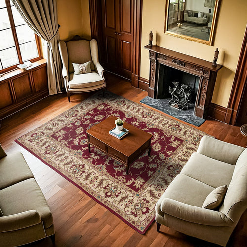 Bordo Bordürlü Modern Etnik Desenli Halı  | Makinada Yıkanabilir | Hav Toz Vermez | Leke Tutmayan | Kaymaz Taban | Dijital Makine Baskı | Salon Yolluk Mutfak Halısı