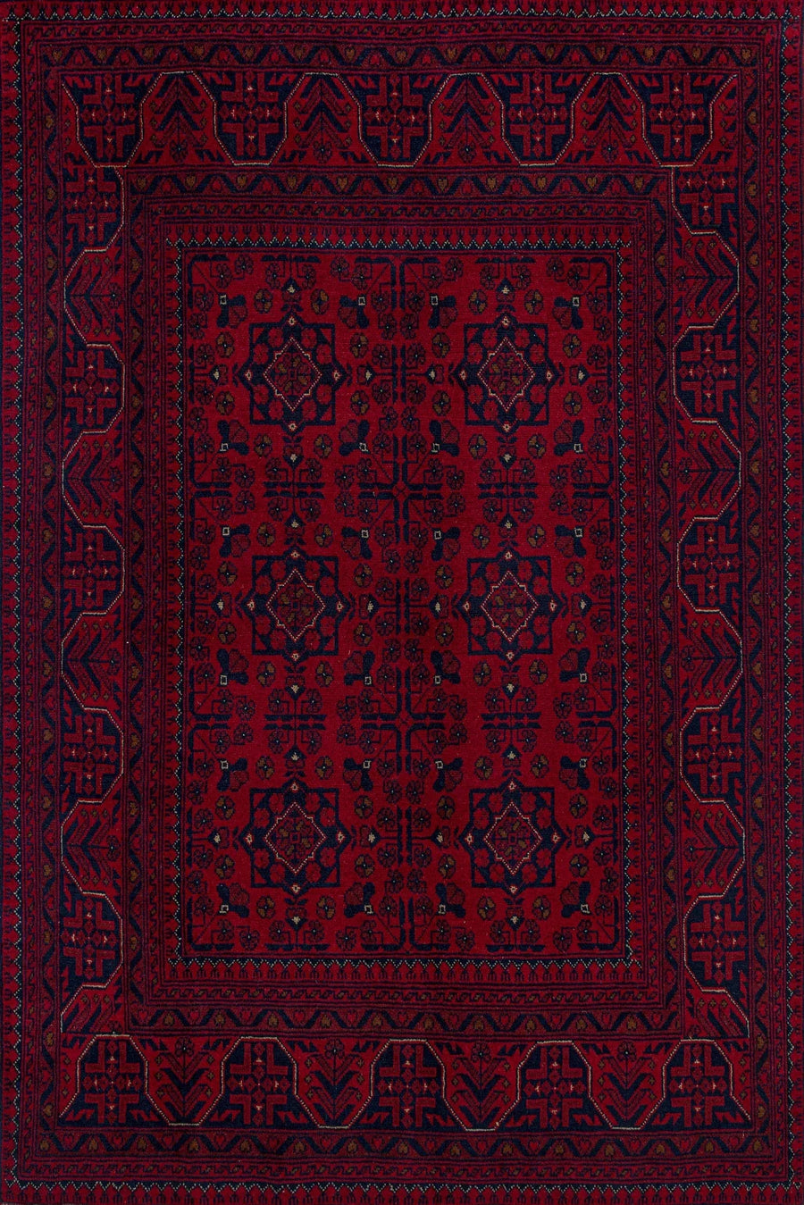Bordo Mavi Geometrik Modern Salon Halısı Polyester – farklı açı görünümü