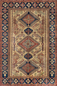 Krem Madalyon Modern Etnik Desenli Halı  | Makinada Yıkanabilir | Hav Toz Vermez | Leke Tutmayan | Kaymaz Taban | Dijital Makine Baskı | Salon Yolluk Mutfak Halısı