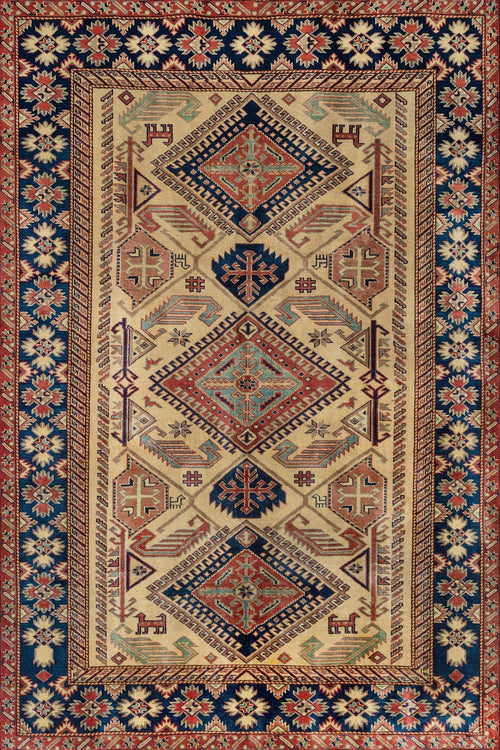 Krem Madalyon Modern Etnik Desenli Halı  | Makinada Yıkanabilir | Hav Toz Vermez | Leke Tutmayan | Kaymaz Taban | Dijital Makine Baskı | Salon Yolluk Mutfak Halısı