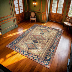 Krem Madalyon Modern Etnik Desenli Halı  | Makinada Yıkanabilir | Hav Toz Vermez | Leke Tutmayan | Kaymaz Taban | Dijital Makine Baskı | Salon Yolluk Mutfak Halısı