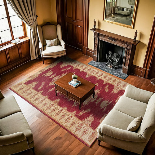 Bordo Bordürlü Modern Etnik Desenli Halı  | Makinada Yıkanabilir | Hav Toz Vermez | Leke Tutmayan | Kaymaz Taban | Dijital Makine Baskı | Salon Yolluk Mutfak Halısı