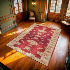 Bordo Bordürlü Modern Etnik Desenli Halı  | Makinada Yıkanabilir | Hav Toz Vermez | Leke Tutmayan | Kaymaz Taban | Dijital Makine Baskı | Salon Yolluk Mutfak Halısı