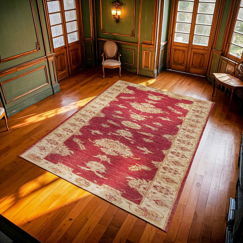 Bordo Bordürlü Modern Etnik Desenli Halı  | Makinada Yıkanabilir | Hav Toz Vermez | Leke Tutmayan | Kaymaz Taban | Dijital Makine Baskı | Salon Yolluk Mutfak Halısı