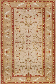 Krem Bordürlü Modern Etnik Desenli Halı  | Makinada Yıkanabilir | Hav Toz Vermez | Leke Tutmayan | Kaymaz Taban | Dijital Makine Baskı | Salon Yolluk Mutfak Halısı