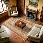 Krem Bordürlü Modern Etnik Desenli Halı  | Makinada Yıkanabilir | Hav Toz Vermez | Leke Tutmayan | Kaymaz Taban | Dijital Makine Baskı | Salon Yolluk Mutfak Halısı