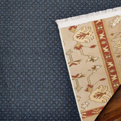 Krem Bordürlü Modern Etnik Desenli Halı  | Makinada Yıkanabilir | Hav Toz Vermez | Leke Tutmayan | Kaymaz Taban | Dijital Makine Baskı | Salon Yolluk Mutfak Halısı