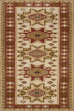 Krem Madalyon Modern Etnik Desenli Halı  | Makinada Yıkanabilir | Hav Toz Vermez | Leke Tutmayan | Kaymaz Taban | Dijital Makine Baskı | Salon Yolluk Mutfak Halısı