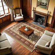 Krem Madalyon Modern Etnik Desenli Halı  | Makinada Yıkanabilir | Hav Toz Vermez | Leke Tutmayan | Kaymaz Taban | Dijital Makine Baskı | Salon Yolluk Mutfak Halısı