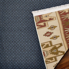 Krem Madalyon Modern Etnik Desenli Halı  | Makinada Yıkanabilir | Hav Toz Vermez | Leke Tutmayan | Kaymaz Taban | Dijital Makine Baskı | Salon Yolluk Mutfak Halısı