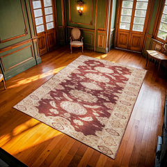 Bordo Madalyon Modern Etnik Desenli Halı  | Makinada Yıkanabilir | Hav Toz Vermez | Leke Tutmayan | Kaymaz Taban | Dijital Makine Baskı | Salon Yolluk Mutfak Halısı