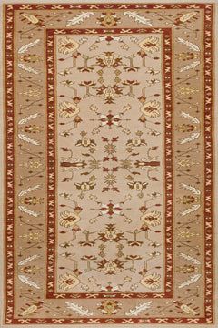 Krem Bordürlü Modern Etnik Desenli Halı  | Makinada Yıkanabilir | Hav Toz Vermez | Leke Tutmayan | Kaymaz Taban | Dijital Makine Baskı | Salon Yolluk Mutfak Halısı