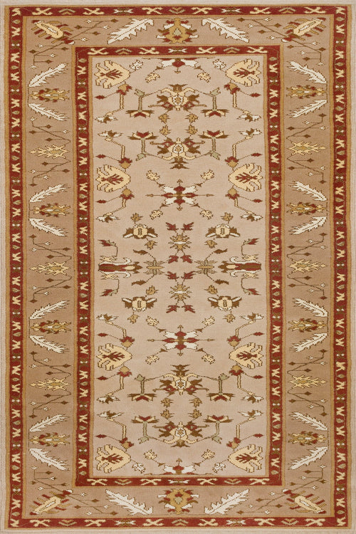 Krem Bordürlü Modern Etnik Desenli Halı  | Makinada Yıkanabilir | Hav Toz Vermez | Leke Tutmayan | Kaymaz Taban | Dijital Makine Baskı | Salon Yolluk Mutfak Halısı