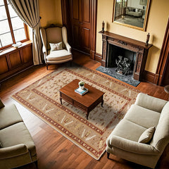 Krem Bordürlü Modern Etnik Desenli Halı  | Makinada Yıkanabilir | Hav Toz Vermez | Leke Tutmayan | Kaymaz Taban | Dijital Makine Baskı | Salon Yolluk Mutfak Halısı