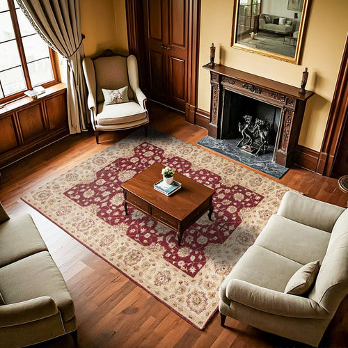 Bordo Çiçekli Modern Etnik Desenli Halı  | Makinada Yıkanabilir | Hav Toz Vermez | Leke Tutmayan | Kaymaz Taban | Dijital Makine Baskı | Salon Yolluk Mutfak Halısı