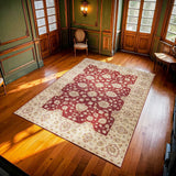 Burgundy Cream Classic Bedroom Rug 074 - Polyester