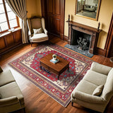 Red Cream Classic Living Room Rug