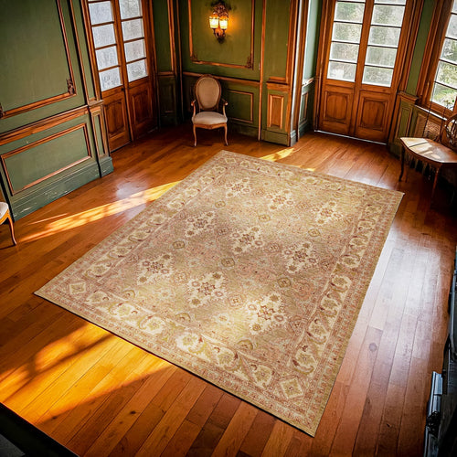 Krem Bordürlü Modern Etnik Desenli Halı  | Makinada Yıkanabilir | Hav Toz Vermez | Leke Tutmayan | Kaymaz Taban | Dijital Makine Baskı | Salon Yolluk Mutfak Halısı