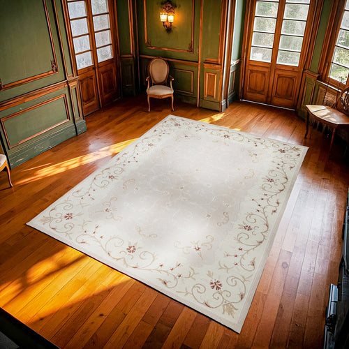 Krem Bordürlü Modern Etnik Desenli Halı  | Makinada Yıkanabilir | Hav Toz Vermez | Leke Tutmayan | Kaymaz Taban | Dijital Makine Baskı | Salon Yolluk Mutfak Halısı