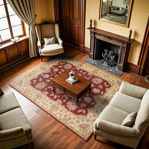 Bordo Çiçekli Modern Etnik Desenli Halı  | Makinada Yıkanabilir | Hav Toz Vermez | Leke Tutmayan | Kaymaz Taban | Dijital Makine Baskı | Salon Yolluk Mutfak Halısı