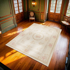 Krem Çiçekli Modern Etnik Desenli Halı  | Makinada Yıkanabilir | Hav Toz Vermez | Leke Tutmayan | Kaymaz Taban | Dijital Makine Baskı | Salon Yolluk Mutfak Halısı