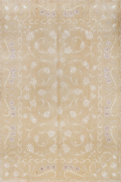 Krem Çiçekli Modern Etnik Desenli Halı  | Makinada Yıkanabilir | Hav Toz Vermez | Leke Tutmayan | Kaymaz Taban | Dijital Makine Baskı | Salon Yolluk Mutfak Halısı