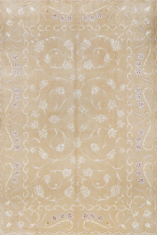 Krem Çiçekli Modern Etnik Desenli Halı  | Makinada Yıkanabilir | Hav Toz Vermez | Leke Tutmayan | Kaymaz Taban | Dijital Makine Baskı | Salon Yolluk Mutfak Halısı