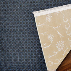 Krem Çiçekli Modern Etnik Desenli Halı  | Makinada Yıkanabilir | Hav Toz Vermez | Leke Tutmayan | Kaymaz Taban | Dijital Makine Baskı | Salon Yolluk Mutfak Halısı