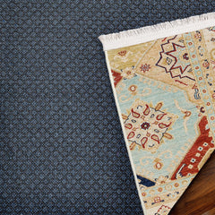 Krem Bordürlü Modern Etnik Desenli Halı  | Makinada Yıkanabilir | Hav Toz Vermez | Leke Tutmayan | Kaymaz Taban | Dijital Makine Baskı | Salon Yolluk Mutfak Halısı