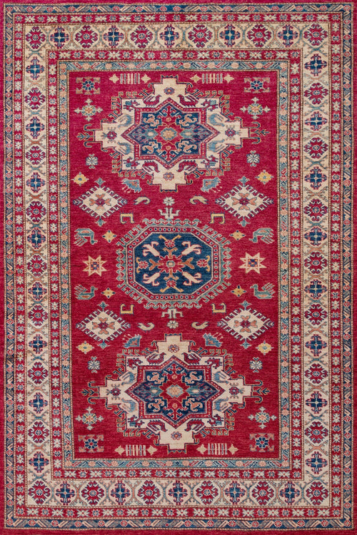 Kırmızı Madalyon Modern Etnik Desenli Halı  | Makinada Yıkanabilir | Hav Toz Vermez | Leke Tutmayan | Kaymaz Taban | Dijital Makine Baskı | Salon Yolluk Mutfak Halısı