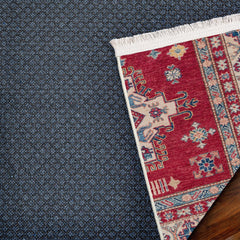 Kırmızı Madalyon Modern Etnik Desenli Halı  | Makinada Yıkanabilir | Hav Toz Vermez | Leke Tutmayan | Kaymaz Taban | Dijital Makine Baskı | Salon Yolluk Mutfak Halısı