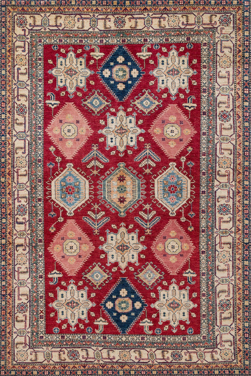 Kırmızı Madalyon Modern Etnik Desenli Halı  | Makinada Yıkanabilir | Hav Toz Vermez | Leke Tutmayan | Kaymaz Taban | Dijital Makine Baskı | Salon Yolluk Mutfak Halısı