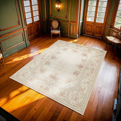 Krem Çiçekli Modern Etnik Desenli Halı  | Makinada Yıkanabilir | Hav Toz Vermez | Leke Tutmayan | Kaymaz Taban | Dijital Makine Baskı | Salon Yolluk Mutfak Halısı