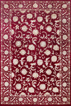 Bordo Çiçekli Modern Etnik Desenli Halı  | Makinada Yıkanabilir | Hav Toz Vermez | Leke Tutmayan | Kaymaz Taban | Dijital Makine Baskı | Salon Yolluk Mutfak Halısı