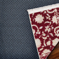 Bordo Çiçekli Modern Etnik Desenli Halı  | Makinada Yıkanabilir | Hav Toz Vermez | Leke Tutmayan | Kaymaz Taban | Dijital Makine Baskı | Salon Yolluk Mutfak Halısı