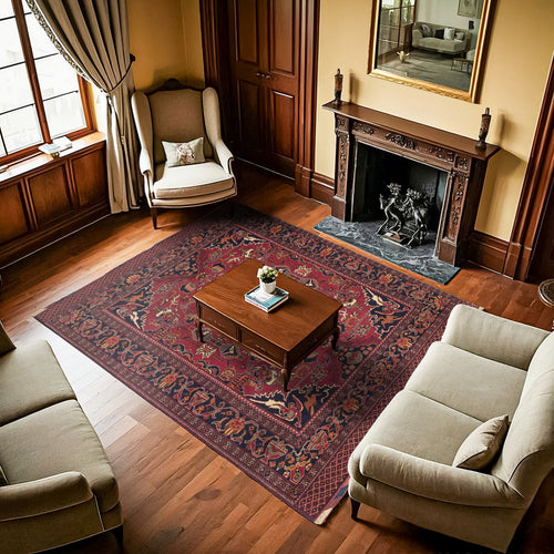 Bordo Göbekli Modern Etnik Desenli Halı  | Makinada Yıkanabilir | Hav Toz Vermez | Leke Tutmayan | Kaymaz Taban | Dijital Makine Baskı | Salon Yolluk Mutfak Halısı