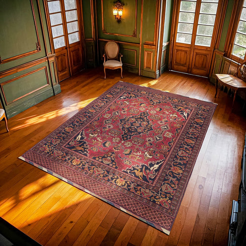 Bordo Göbekli Modern Etnik Desenli Halı  | Makinada Yıkanabilir | Hav Toz Vermez | Leke Tutmayan | Kaymaz Taban | Dijital Makine Baskı | Salon Yolluk Mutfak Halısı