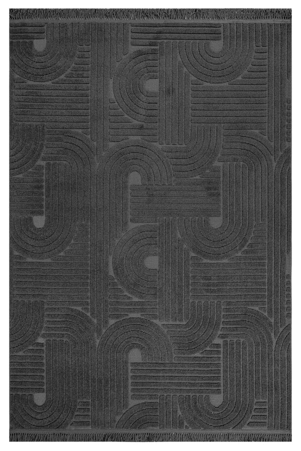 Antrasit Gri Bohem Dokulu Triko Halı - Toz Vermez