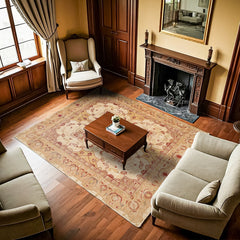 Krem Göbekli Modern Etnik Desenli Halı  | Makinada Yıkanabilir | Hav Toz Vermez | Leke Tutmayan | Kaymaz Taban | Dijital Makine Baskı | Salon Yolluk Mutfak Halısı