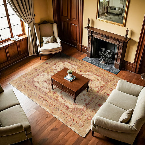 Krem Göbekli Modern Etnik Desenli Halı  | Makinada Yıkanabilir | Hav Toz Vermez | Leke Tutmayan | Kaymaz Taban | Dijital Makine Baskı | Salon Yolluk Mutfak Halısı