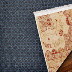 Krem Göbekli Modern Etnik Desenli Halı  | Makinada Yıkanabilir | Hav Toz Vermez | Leke Tutmayan | Kaymaz Taban | Dijital Makine Baskı | Salon Yolluk Mutfak Halısı