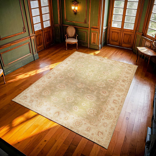 Krem Çiçekli Modern Etnik Desenli Halı  | Makinada Yıkanabilir | Hav Toz Vermez | Leke Tutmayan | Kaymaz Taban | Dijital Makine Baskı | Salon Yolluk Mutfak Halısı