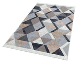 Yün Geometrik Desenli Gri Kilim Halı