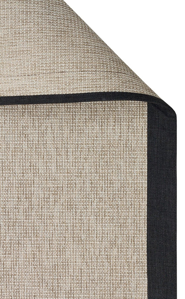 Bej Siyah Bordürlü Dekoratif Jüt Halı - Pati Dostu - Toz Vermez