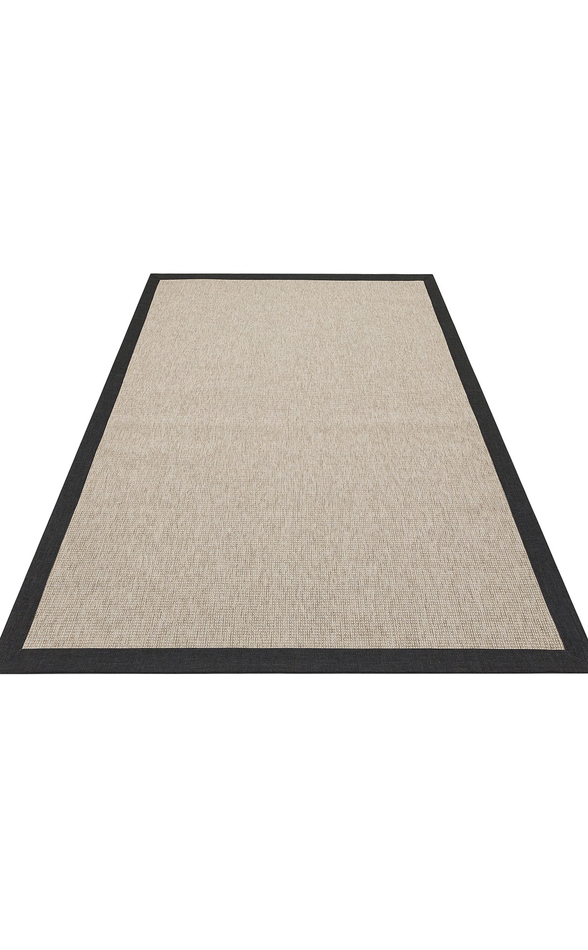Bej Siyah Bordürlü Dekoratif Jüt Halı - Pati Dostu - Toz Vermez