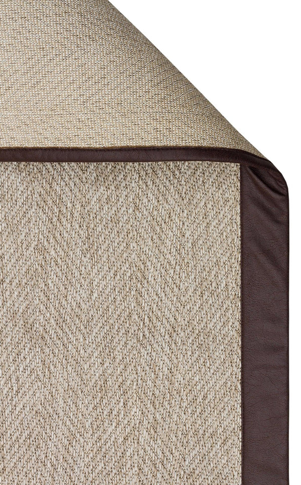 Bej Bordürlü Dekoratif Jüt Halı - Pati Dostu - Toz Vermez