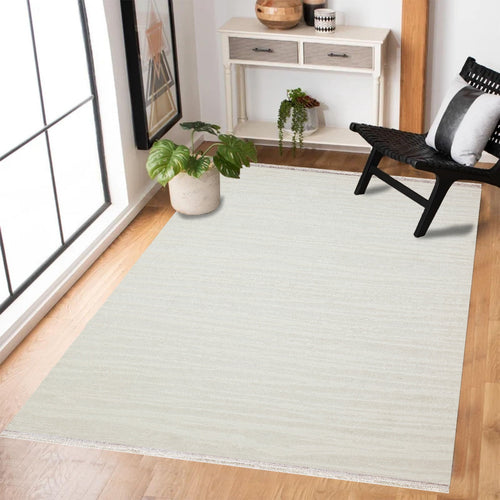 Krem Çizgili Modern Etnik Desenli Halı  | Makinada Yıkanabilir | Hav Toz Vermez | Leke Tutmayan | Kaymaz Taban | Dijital Makine Baskı | Salon Yolluk Mutfak Halısı