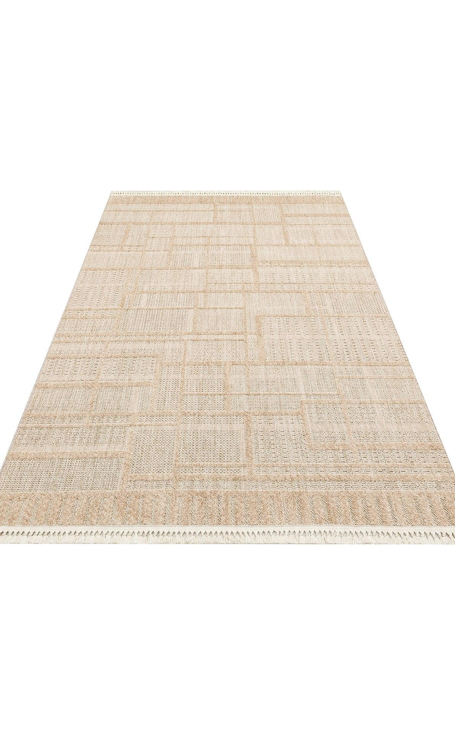 Bej Krem Modern Geometrik Salon Halısı 03 BEIGE – Oturma Odası kullanımı