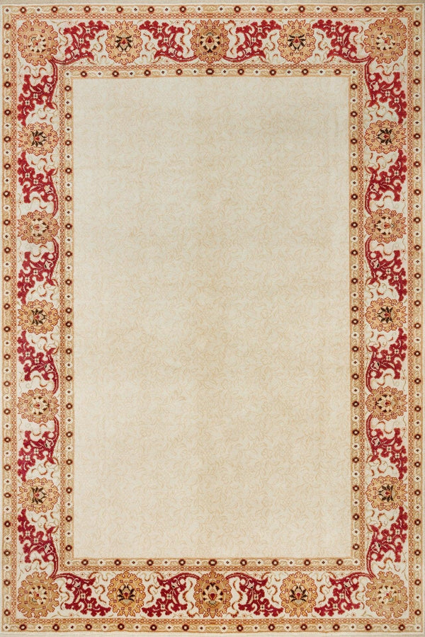 Bej Krem Bohem Bohem Stil Halı - Yıkanabilir - Kaymaz Taban - Pati Dostu